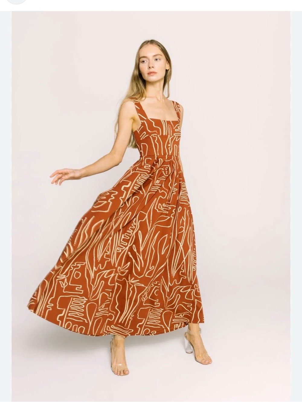 BEL KAZAN JANIE MAXI DRESS IN MOCHA RYE PRINT
